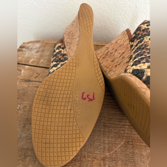 Stuart Weitzman Leopard Print Wedge Sling Backs - Picture 5 of 10
